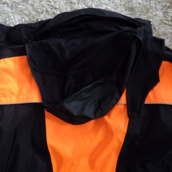 Olympia Motor Sports Jacket Men's S Black Orange Motorcycle Hooded Full Zip Lite - Picture 8 of 8